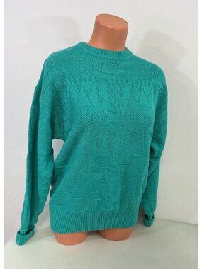 Slalom Green Ski Sweater Womens Medium